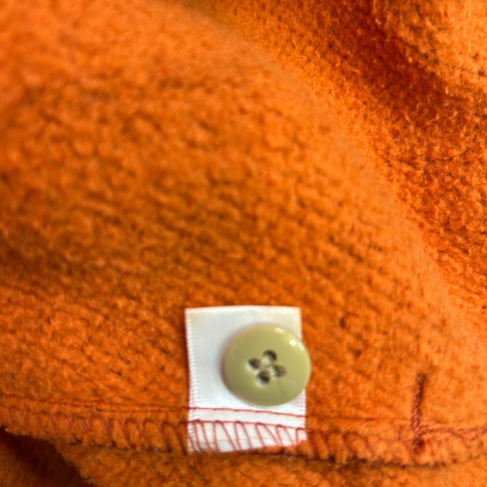Orvis Womens Burnt Orange Textured Knit Button Cardigan Leather Elbow Patches M - Picture 9 of 11